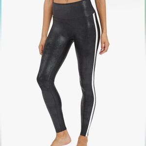 SPANK FAUX LEATHER LEGGINGS SPORT STRIPE SIZE LARGE L